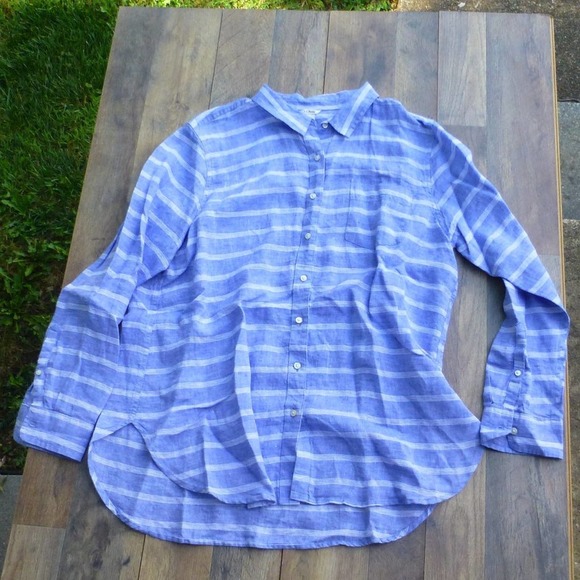 Womens LL Bean Long Linen button down long XL Shirt - Picture 1 of 7